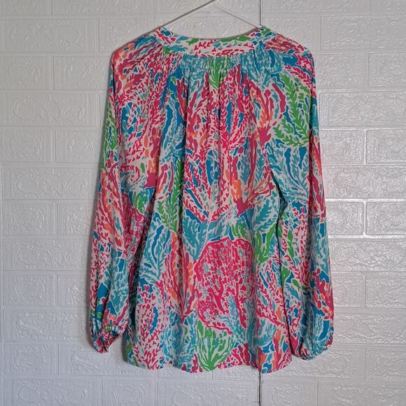 Lilly Pulitzer Elsa "Agua Let's Cha Cha" Holy Grail Silk Top - Picture 10 of 12
